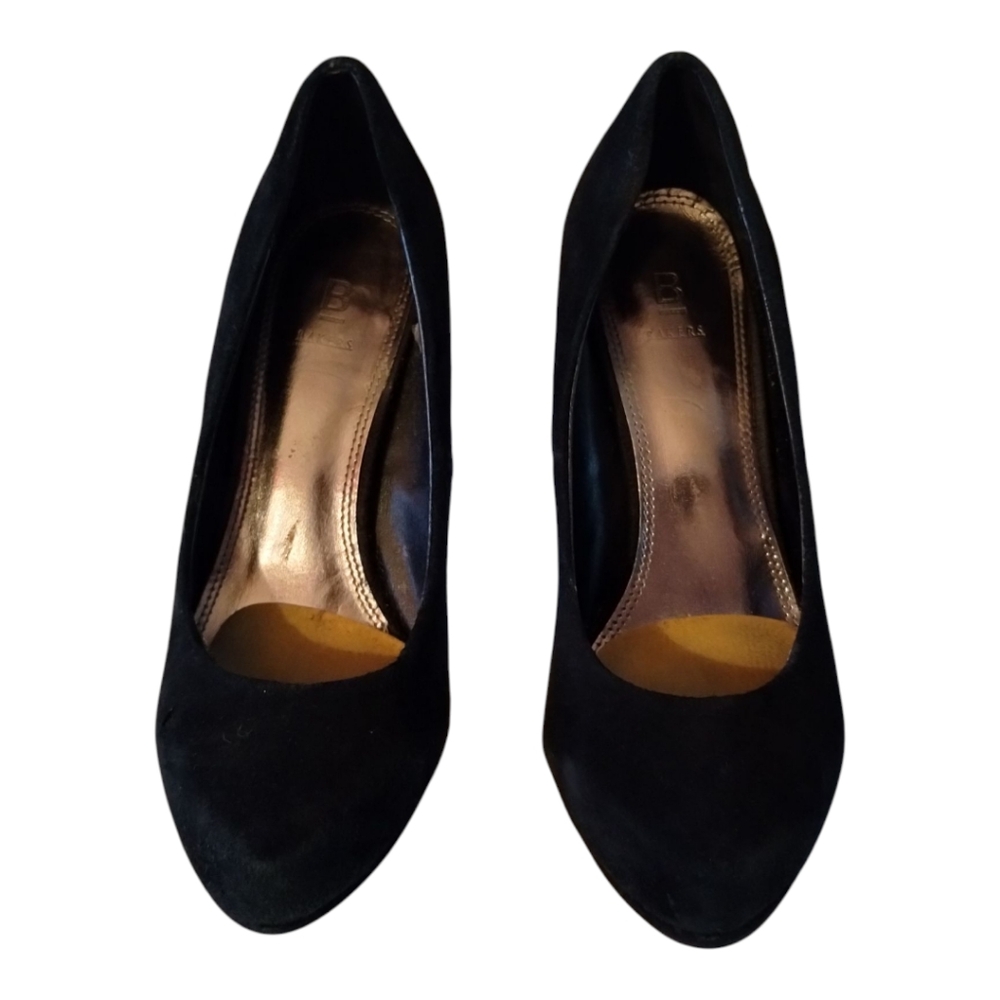 Bakers Laurie Black Suede Stiletto Heel Platform Formal Career Women's 6B - Picture 2 of 6